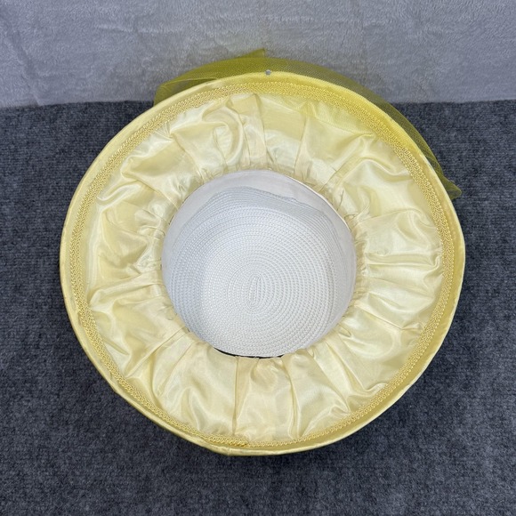 Elite Champagne Hat Sun Womens Yellow Wide Brim Rhinestone‎ Derby Church Wedding